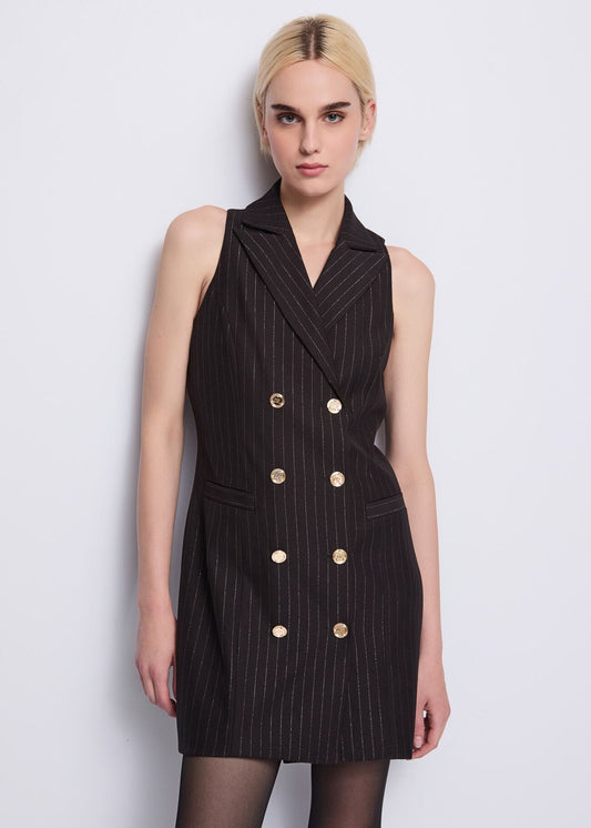 Mini abito nero gessato  - art. 521DD15008 - Denny Rose Autunno Inverno 2025/26