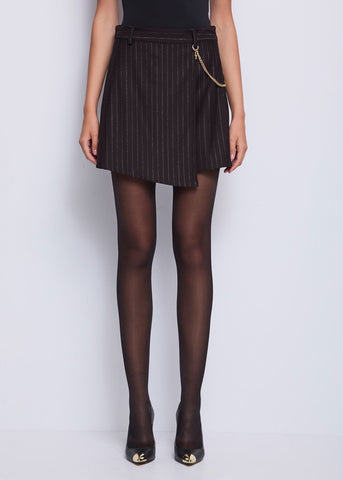 Shorts neri gessati con catena - art. 521DD25007 - Denny Rose Autunno Inverno 2025/26