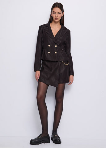 Shorts neri gessati con catena - art. 521DD25007 - Denny Rose Autunno Inverno 2025/26