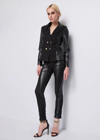 Pantalone denim con inserti in ecopelle - art. 521DD26003 - Denny Rose Autunno Inverno 2025/26
