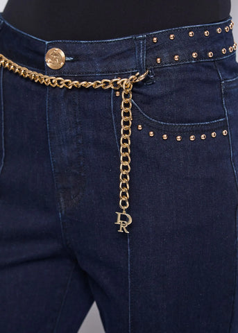 Pantalone denim con borchie - art. 521DD26005  - Denny Rose Autunno Inverno 2025/26