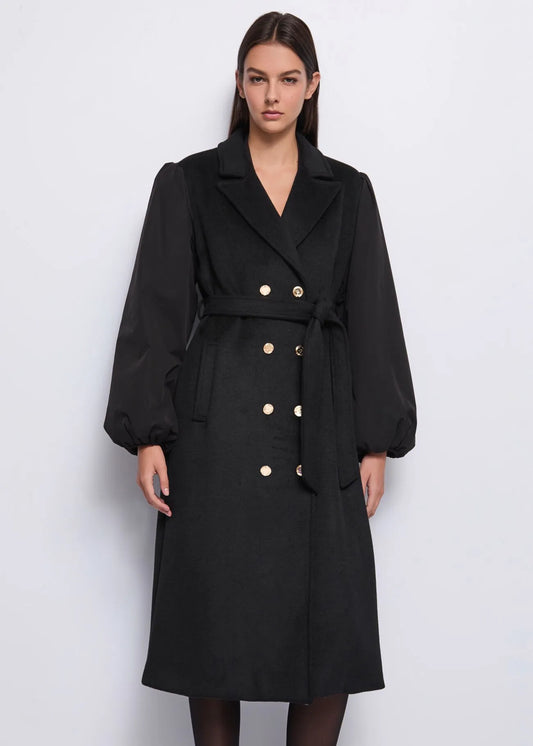 Cappotto doppio petto maniche taffettà - art. 521DD35005 - Denny Rose Autunno Inverno 2025/26