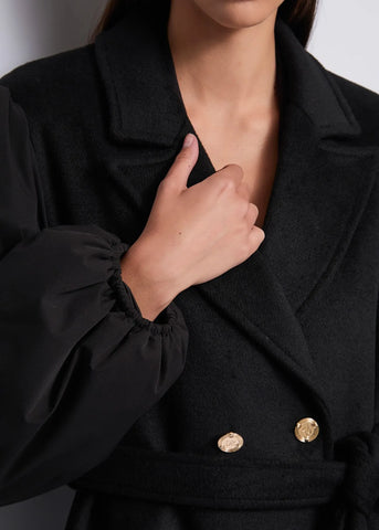 Cappotto doppio petto maniche taffettà - art. 521DD35005 - Denny Rose Autunno Inverno 2025/26