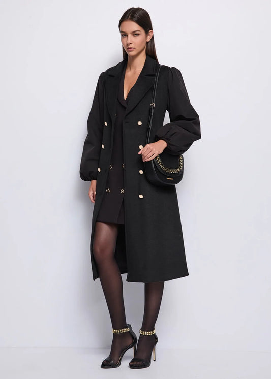Cappotto doppio petto maniche taffettà - art. 521DD35005 - Denny Rose Autunno Inverno 2025/26