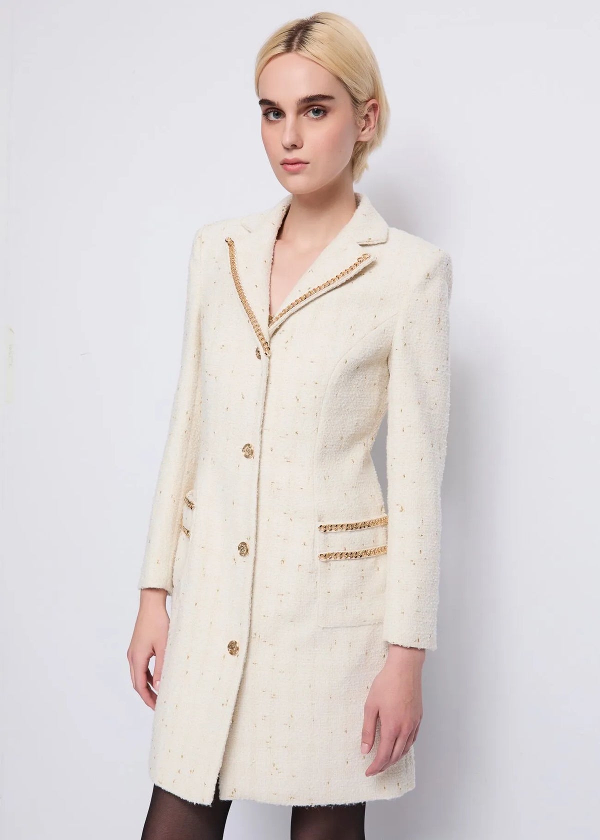 Cappotto monopetto con catene - art. 521DD35015- Denny Rose Autunno Inverno 2025/26