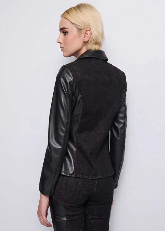 Giacca denim con inserti in ecopelle - art. 521DD36001 - Denny Rose Autunno Inverno 2025/26
