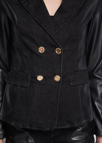 Giacca denim con inserti in ecopelle - art. 521DD36001 - Denny Rose Autunno Inverno 2025/26