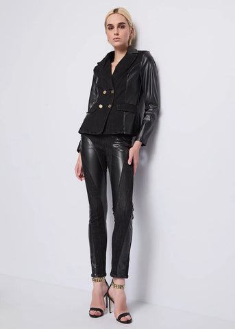 Giacca denim con inserti in ecopelle - art. 521DD36001 - Denny Rose Autunno Inverno 2025/26