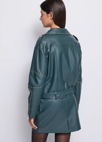 Chiodo in eco pelle con cintura - art. 521DD38003 - Denny Rose Autunno Inverno 2025/26