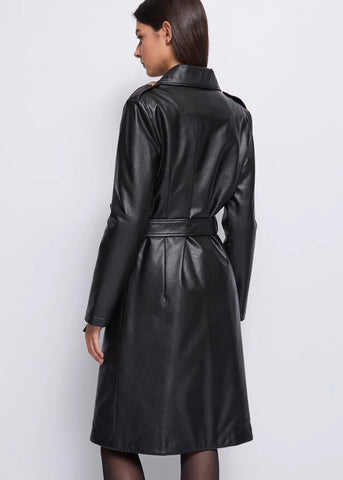 Cappotto doppiopetto in ecopelle - art. 521DD38004 - Denny Rose Autunno Inverno 2025/26