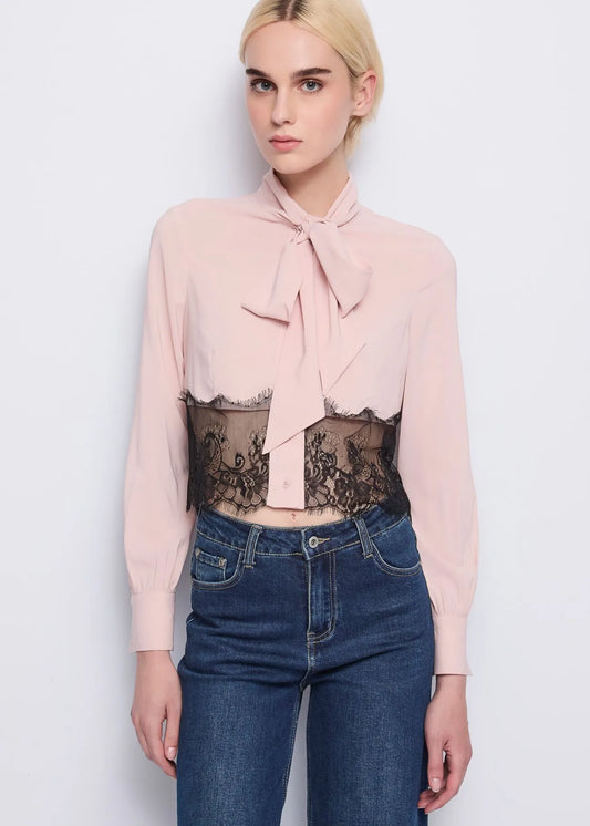 Camicia con fondo in pizzo - art. 521DD45014- Denny Rose Autunno Inverno 2025/26