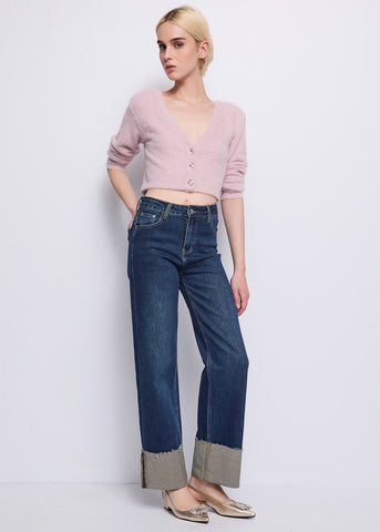 Cardigan in maglia con catena strass - art. 521DD53001 - Denny Rose Autunno Inverno 2025/26 Colore  ROSA