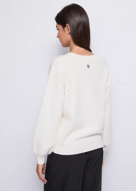 Maglia bianca in lana con strass  - art. 521DD53010- Denny Rose Autunno Inverno 2025/26