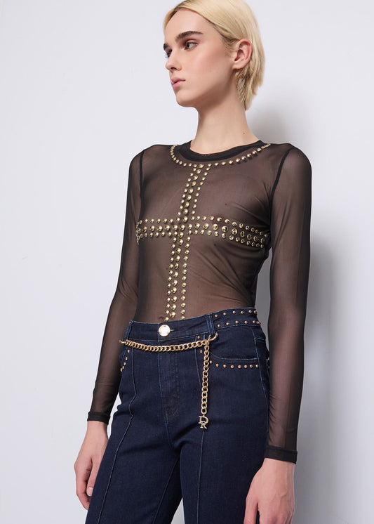 T-shirt in tulle - art. 521DD64011- Denny Rose Autunno Inverno 2025/26