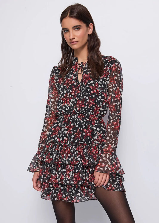 Abito corto a balze manica lunga - art. 521ND15011  - Denny Rose Autunno Inverno 2025/26