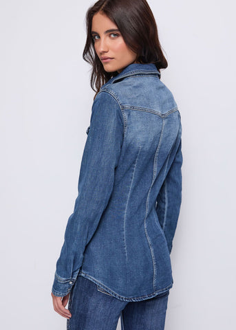 Camicia denim con strass - art. 521ND46002  - Denny Rose Autunno Inverno 2025/26