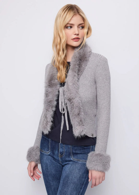 Cardigan collo in ecopelliccia - art. 521ND53037 - Denny Rose Autunno Inverno 2025/26