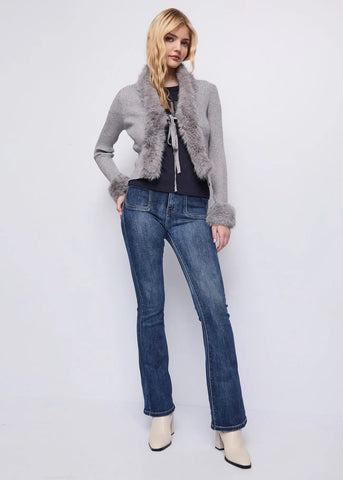 Cardigan collo in ecopelliccia - art. 521ND53037 - Denny Rose Autunno Inverno 2025/26