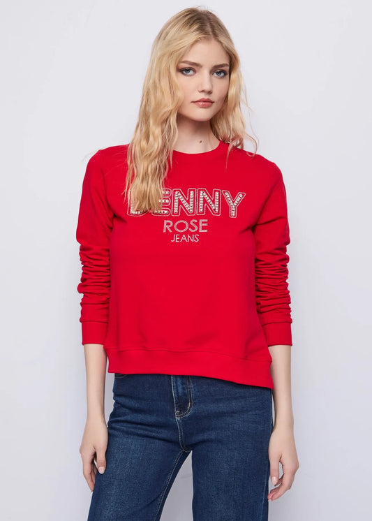 Felpa rossa in cotone con logo  - art. 521ND64014  - Denny Rose Autunno Inverno 2025/26