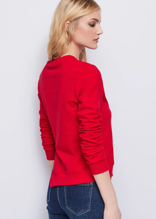 Felpa rossa in cotone con logo  - art. 521ND64014  - Denny Rose Autunno Inverno 2025/26