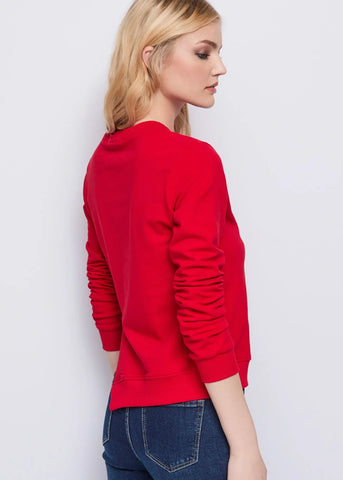 Felpa rossa in cotone con logo  - art. 521ND64014  - Denny Rose Autunno Inverno 2025/26