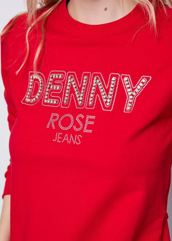 Felpa rossa in cotone con logo  - art. 521ND64014  - Denny Rose Autunno Inverno 2025/26