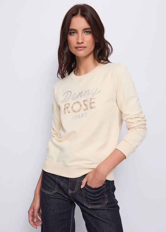 Felpa rosa in cotone con logo  - art. 521ND64016  - Denny Rose Autunno Inverno 2025/26