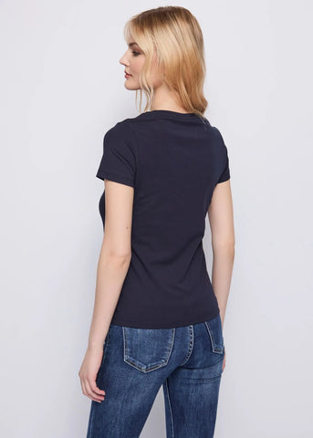 T-shirt blu in cotone con logo  - art. 521ND64019  - Denny Rose Autunno Inverno 2025/26