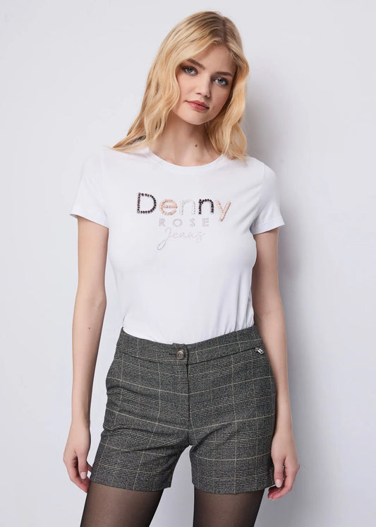 T-shirt bianca in cotone con logo  - art. 521ND64020  - Denny Rose Autunno Inverno 2025/26