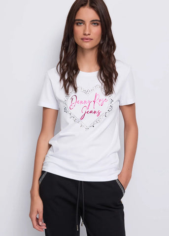 T-shirt bianca in cotone con logo  - art. 521ND64022  - Denny Rose Autunno Inverno 2025/26