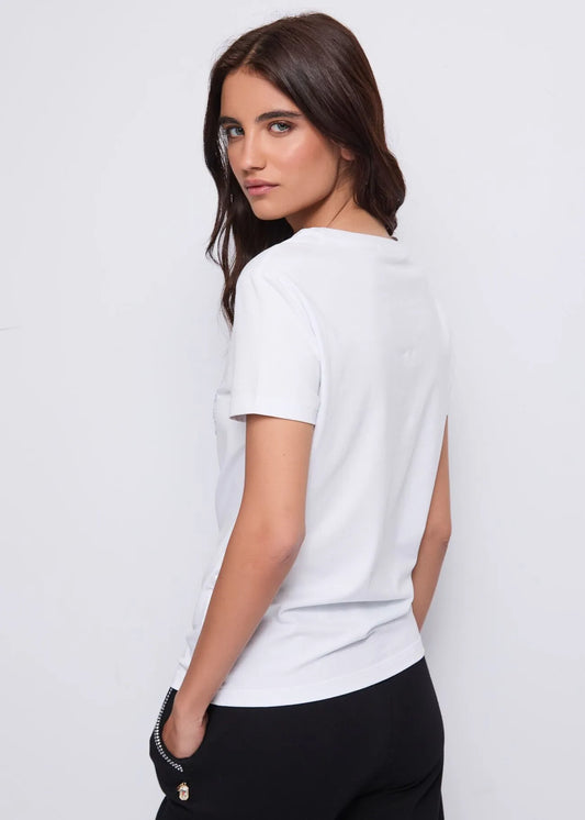 T-shirt bianca in cotone con logo  - art. 521ND64022  - Denny Rose Autunno Inverno 2025/26