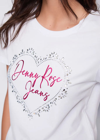 T-shirt bianca in cotone con logo  - art. 521ND64022  - Denny Rose Autunno Inverno 2025/26