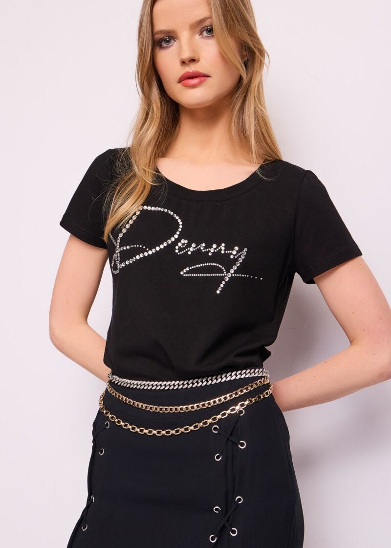 T-shirt in cotone con logo - art. 511DD64013 - Denny Rose Primavera Estate 2025 Donna