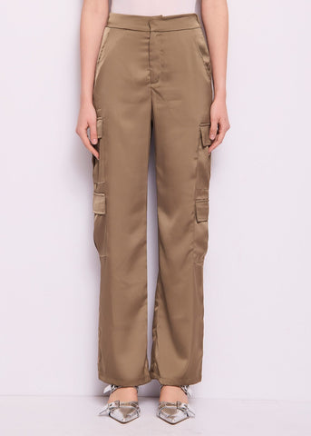 Pantaloni cargo in raso marrone TROUSERS - art. 511ND25018 - Denny Rose Primavera Estate 2025 Donna