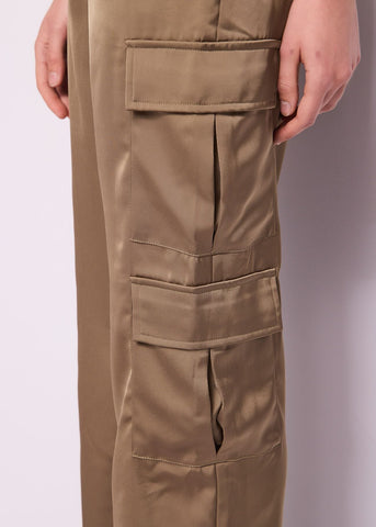 Pantaloni cargo in raso marrone TROUSERS - art. 511ND25018 - Denny Rose Primavera Estate 2025 Donna