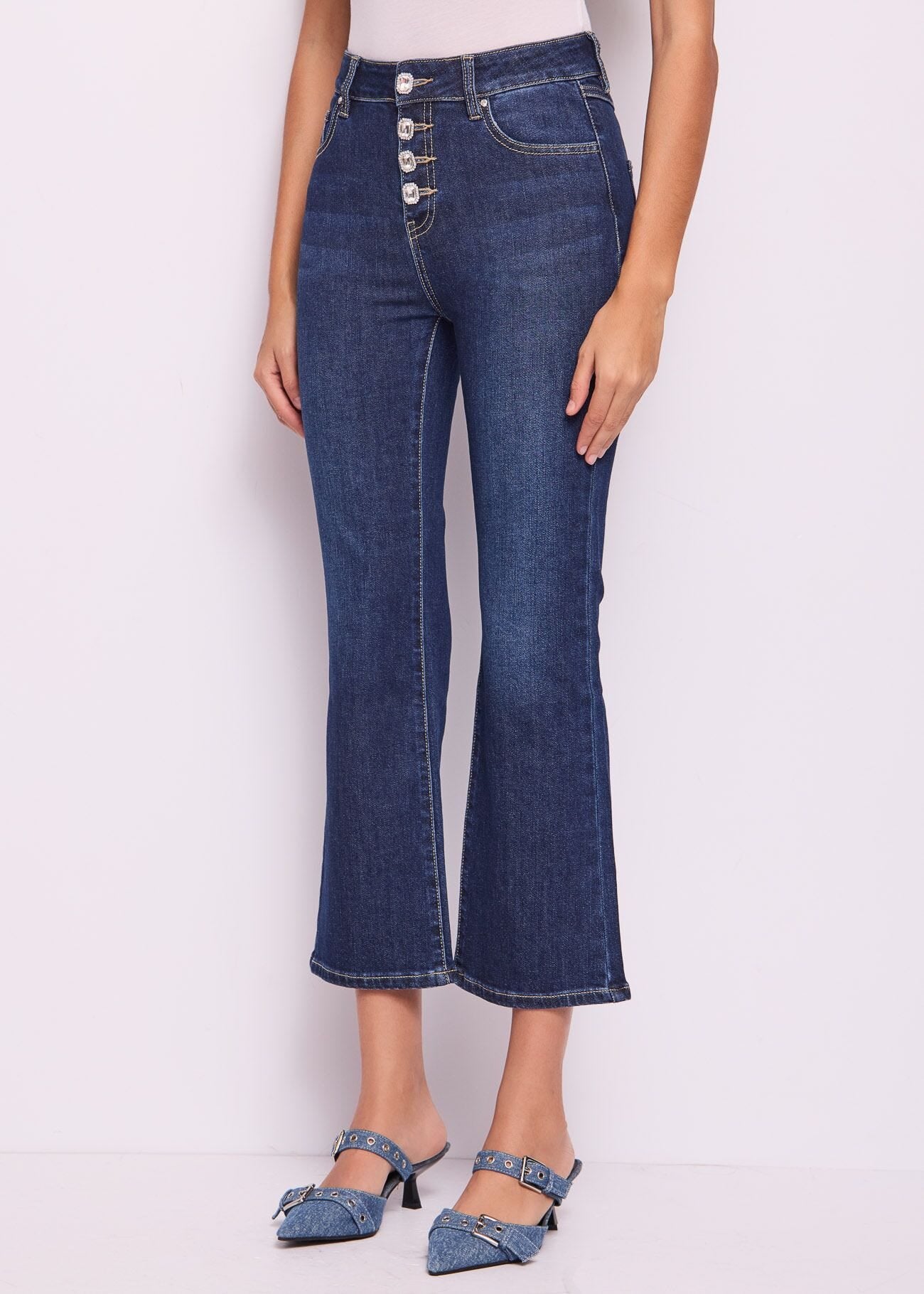 Denim Denny Rose Vendita On Line Jeans Flare Con Bottoni