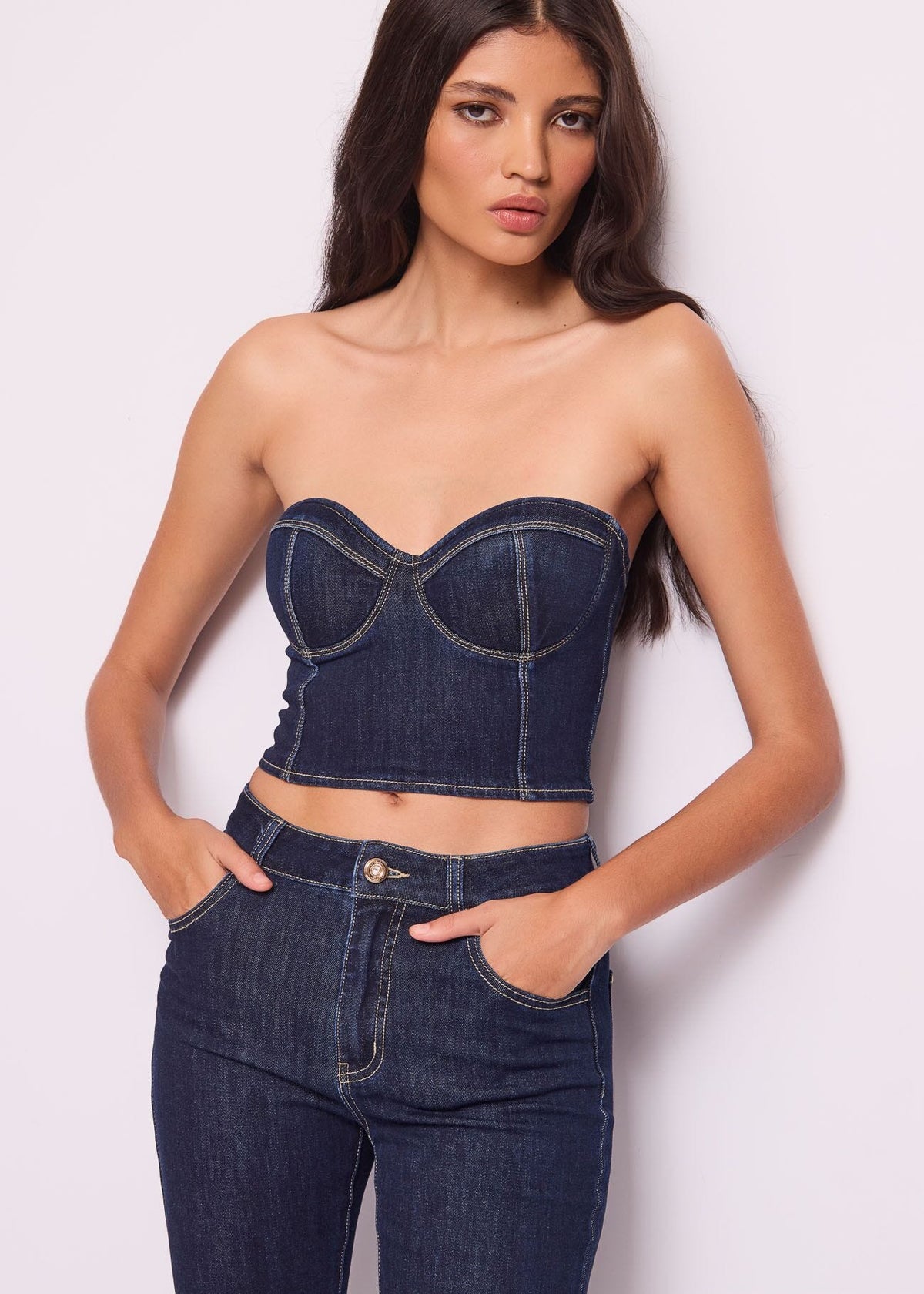 Top bustier in denim di cotone  - art. 511ND46004 - Denny Rose Primavera Estate 2025 Donna
