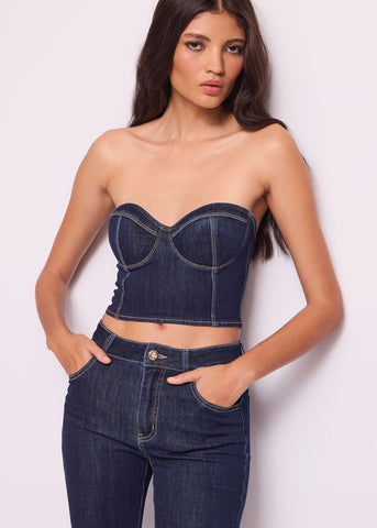 Top bustier in denim di cotone  - art. 511ND46004 - Denny Rose Primavera Estate 2025 Donna