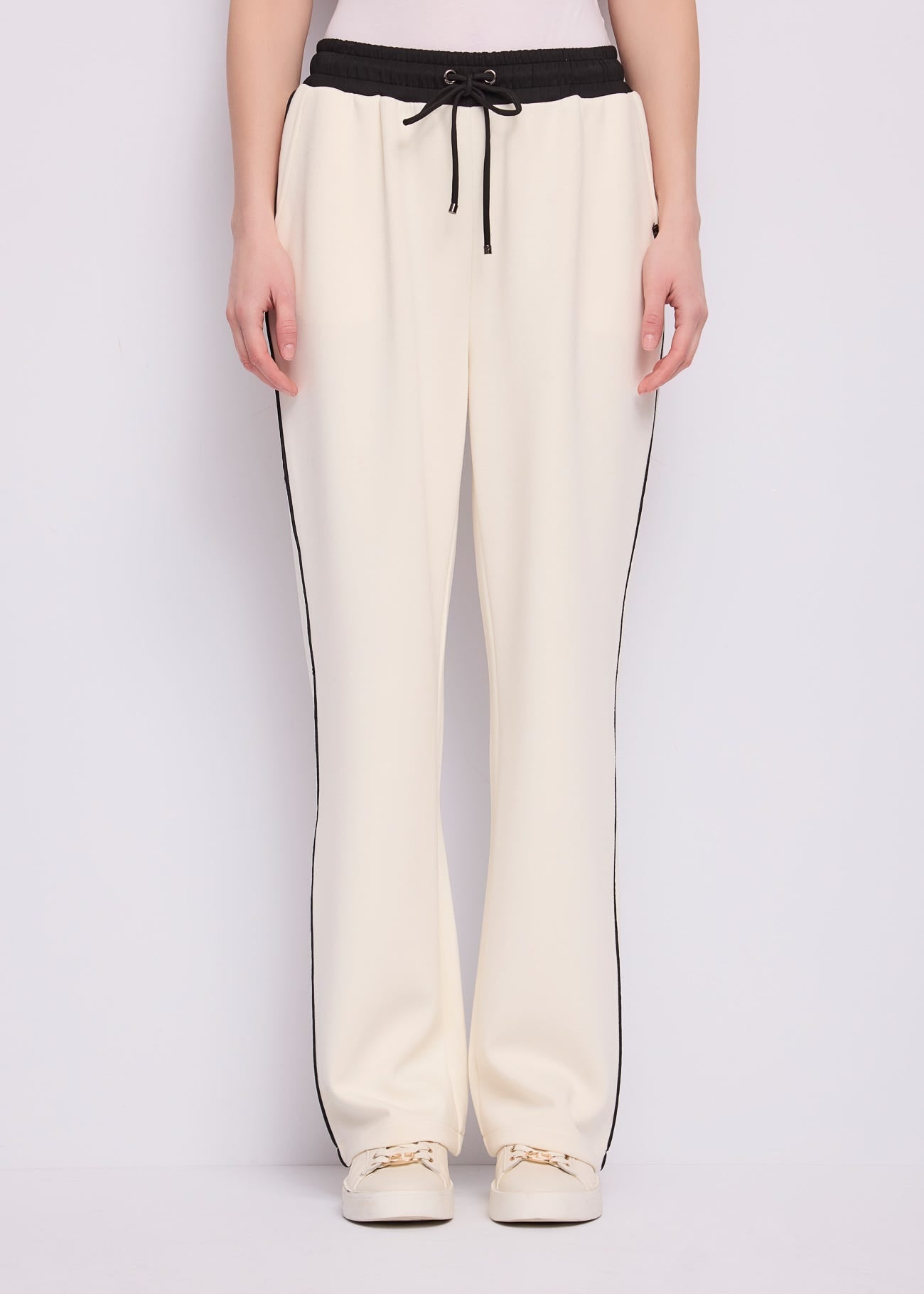 Pantaloni jogging bianchi da donna con coulisse
