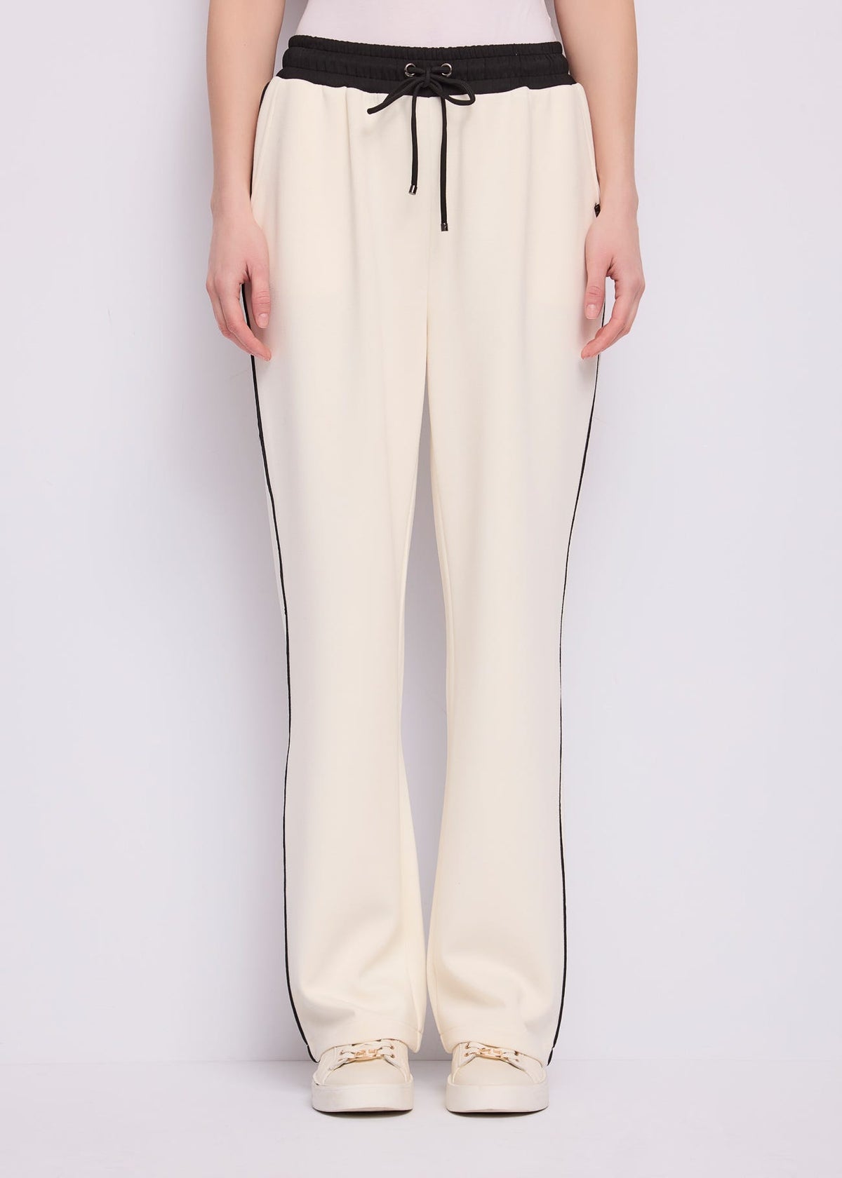 Pantaloni jogging bianchi da donna con coulisse