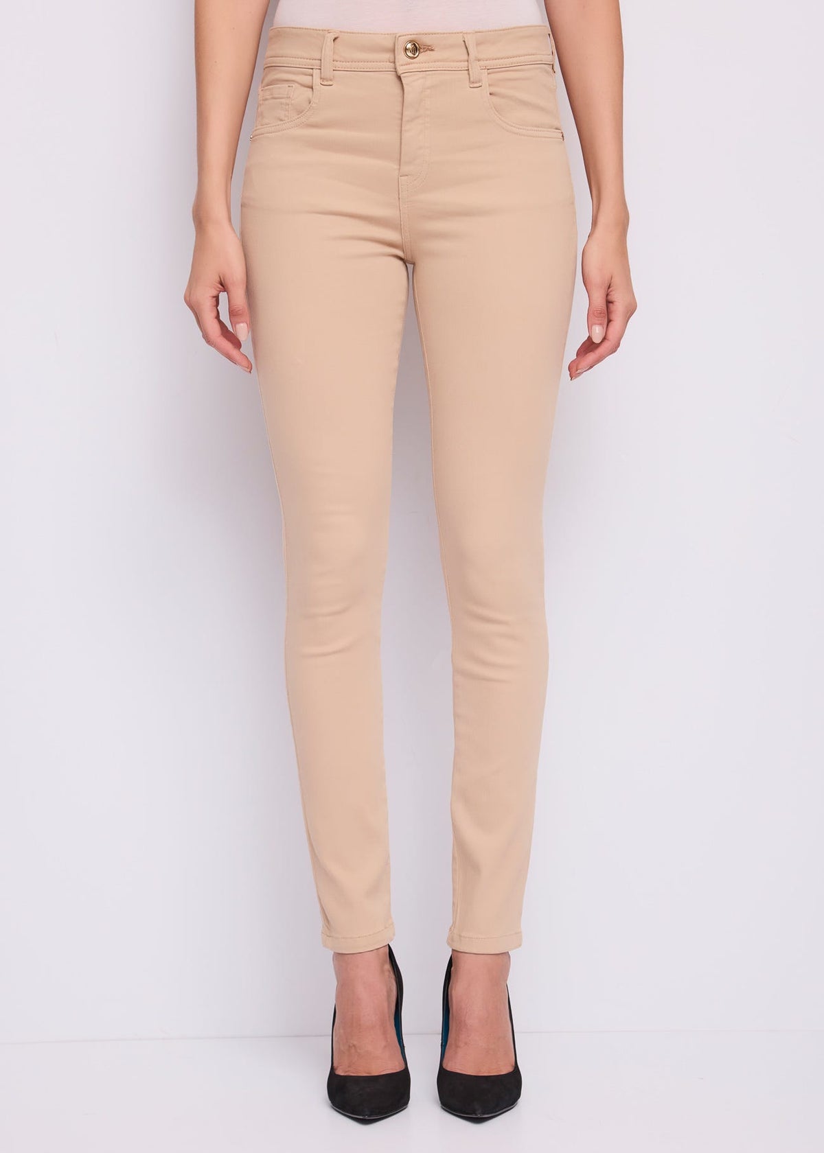 Pantaloni da donna a vita alta in twill