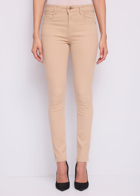 Pantaloni da donna a vita alta in twill