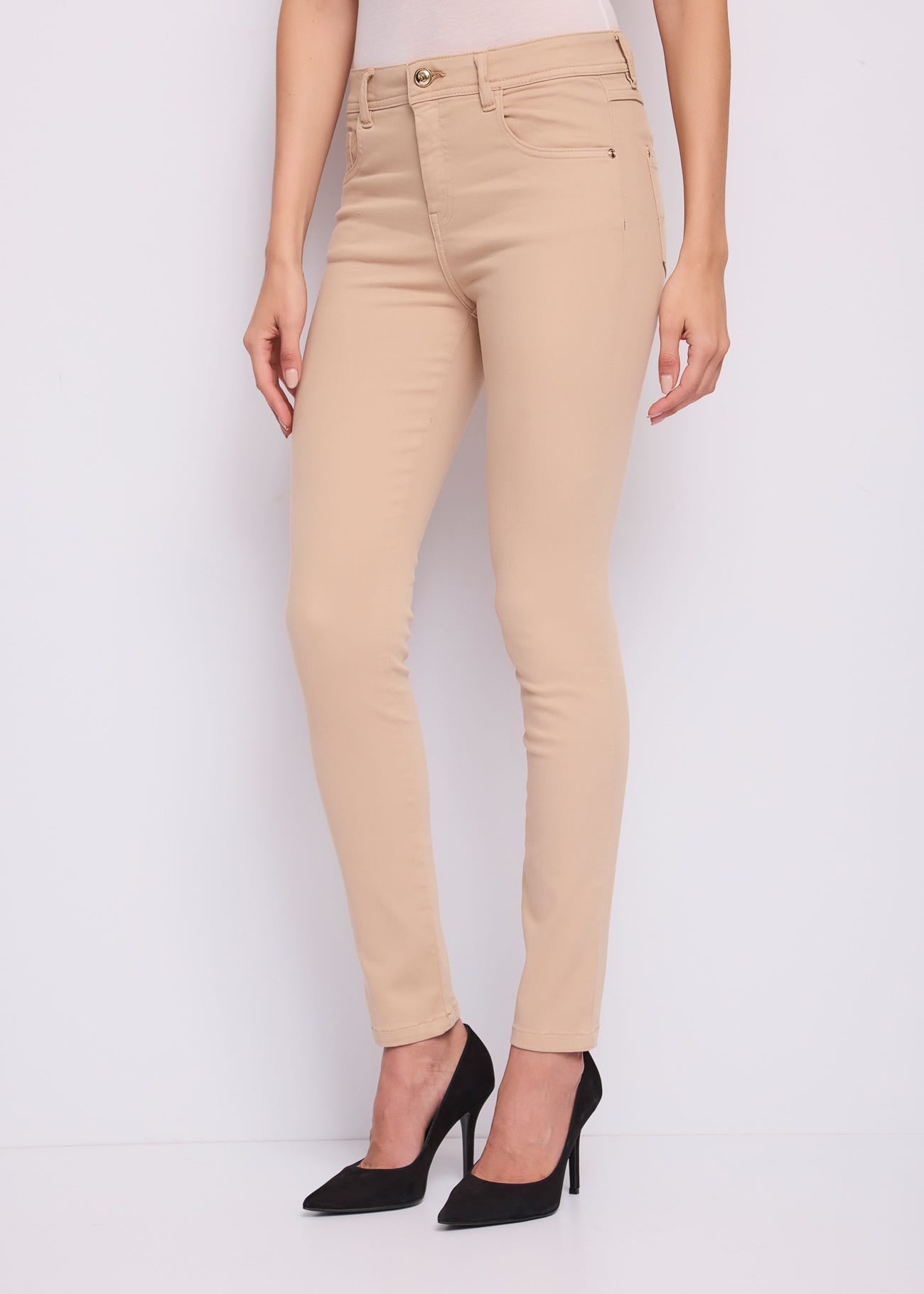 Pantaloni da donna a vita alta in twill