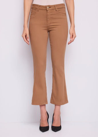 Pantaloni flare cropped da donna in twill