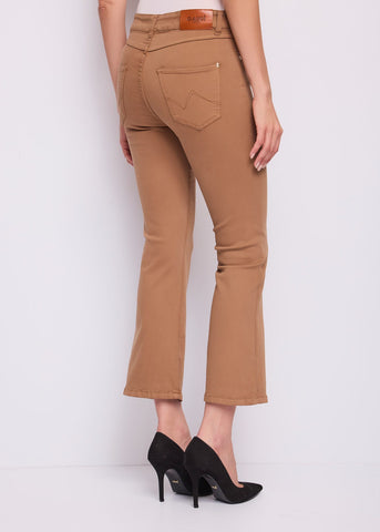 Pantaloni flare cropped da donna in twill