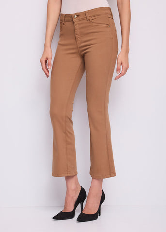 Pantaloni flare cropped da donna in twill