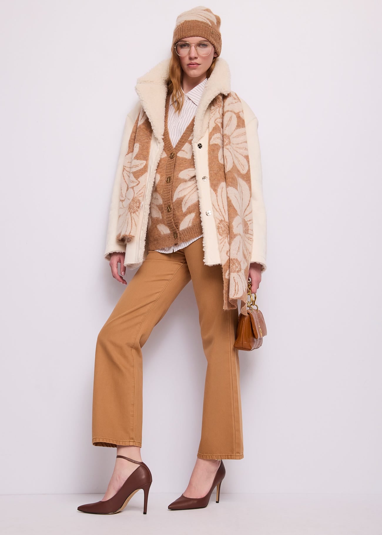 Pantaloni flare cropped da donna in twill