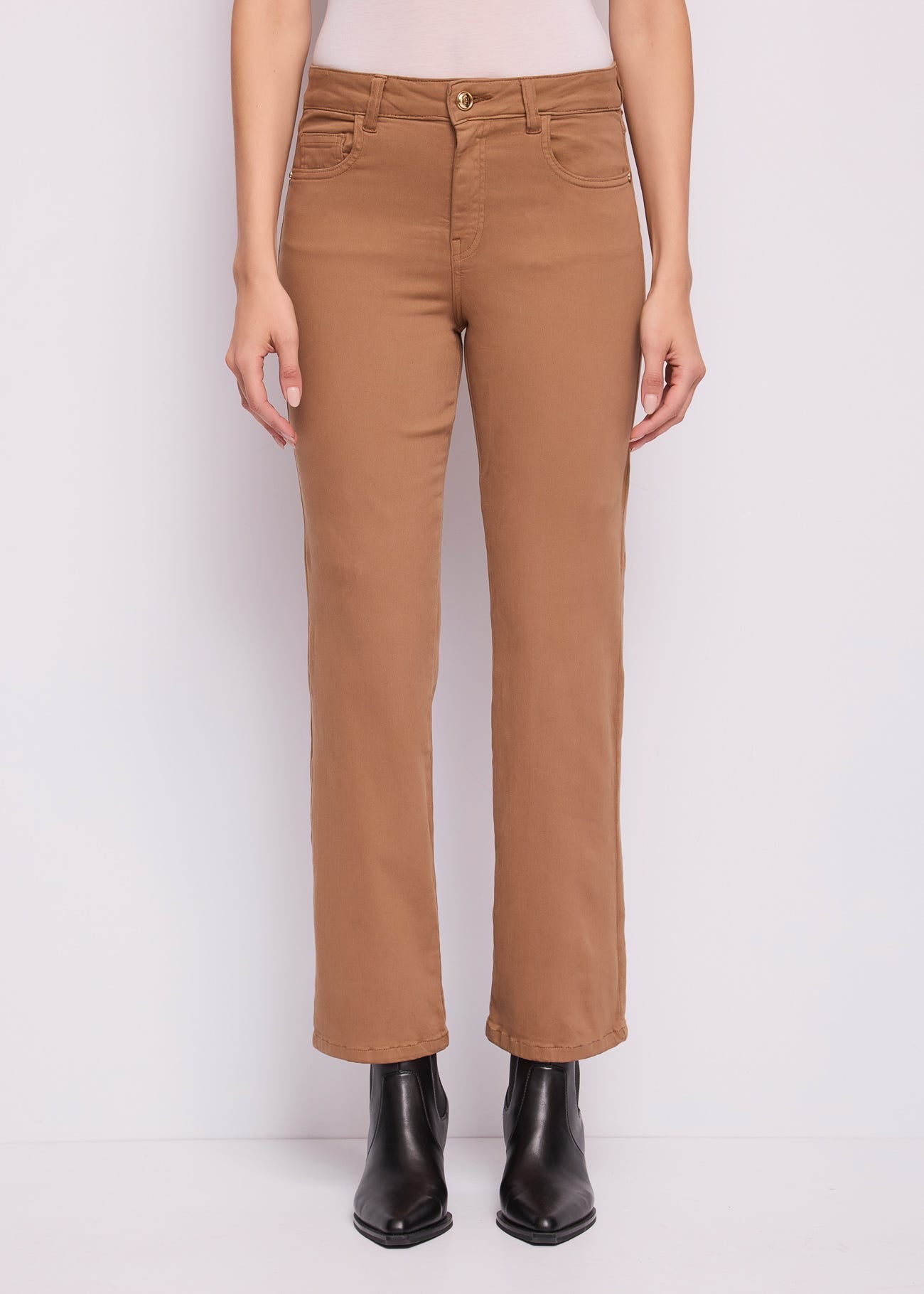 Pantaloni straight da donna in twill
