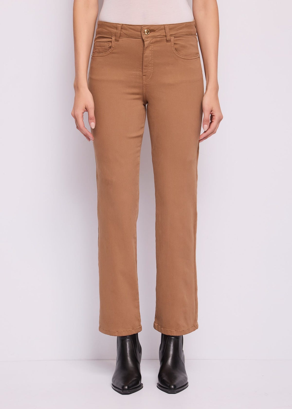 Pantaloni straight da donna in twill