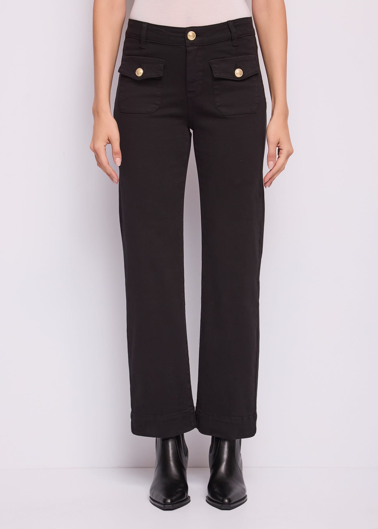 Pantaloni straight da donna in twill